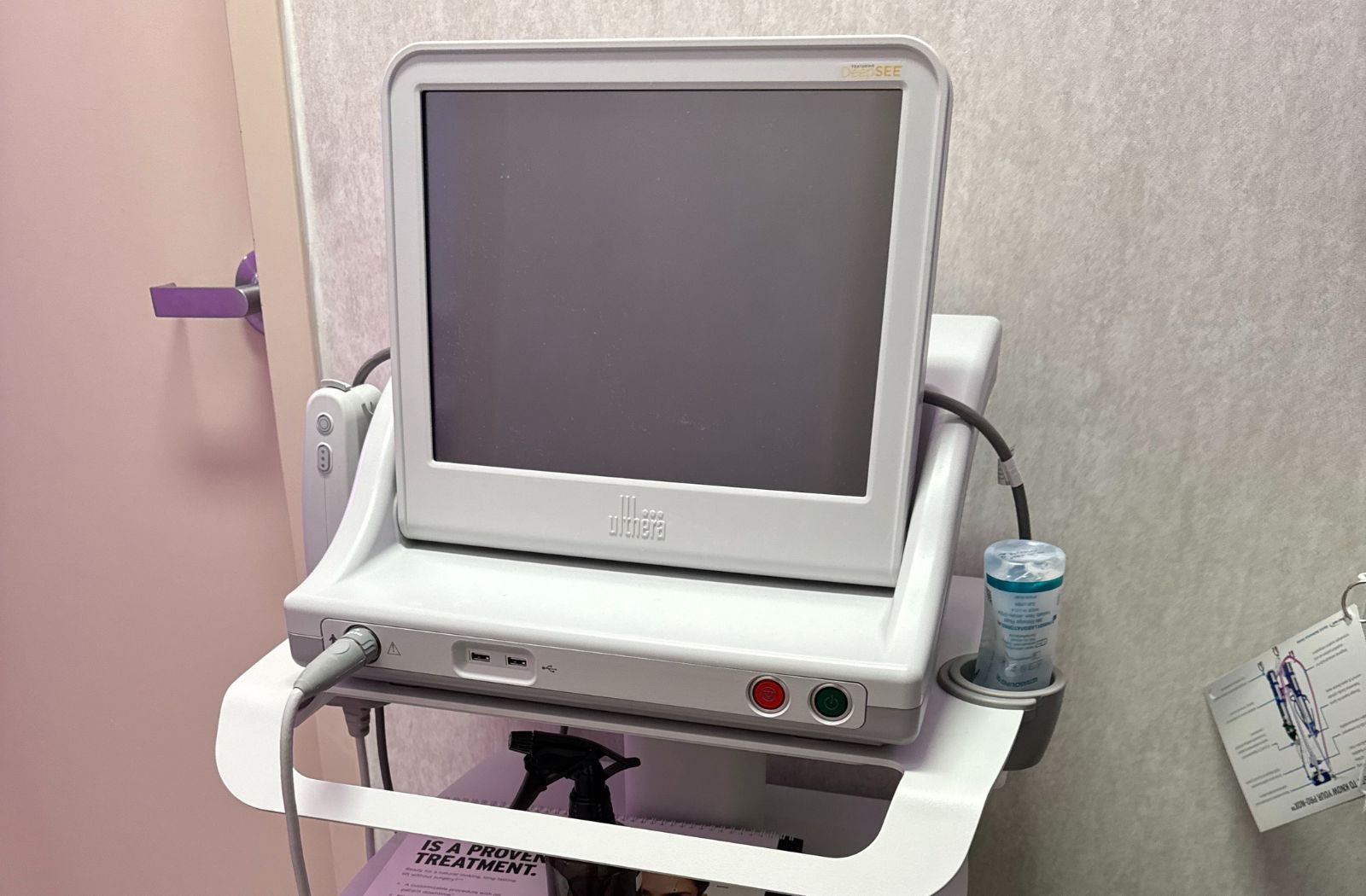 Ultherapy device inside a med spa treatment room