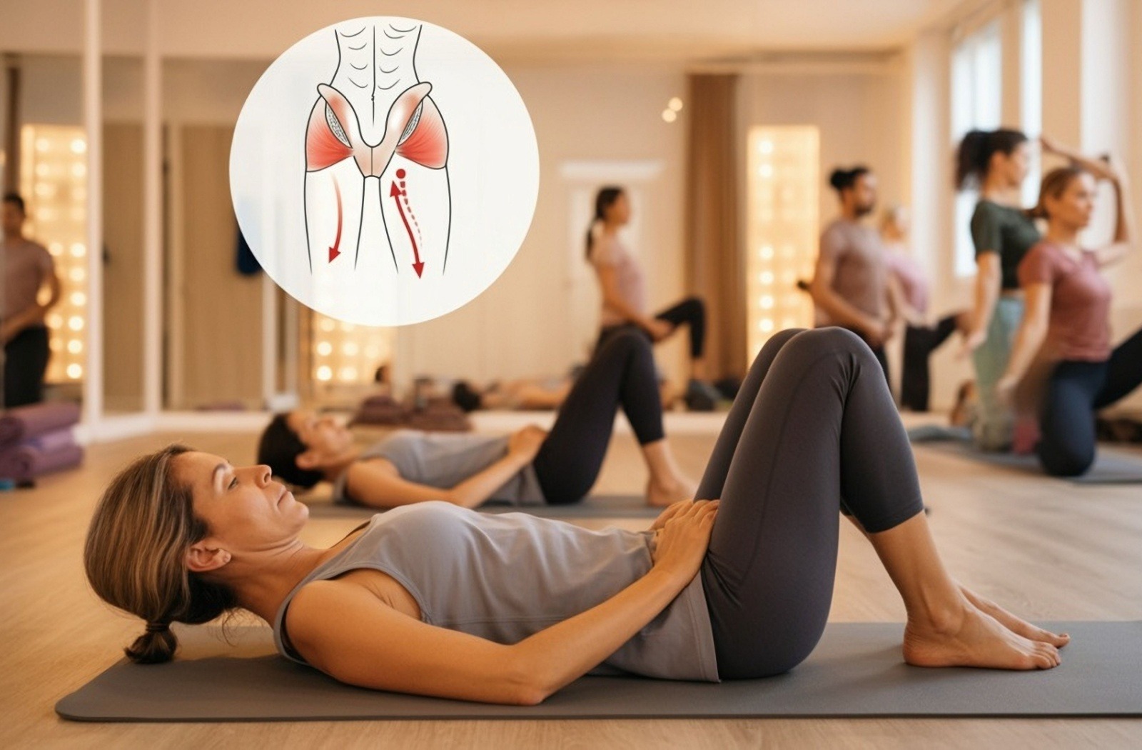 Woman practicing pelvic floor exercises
